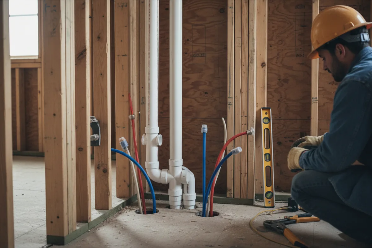 Drain and supply rough-in during Drain Cleaning in Floyd